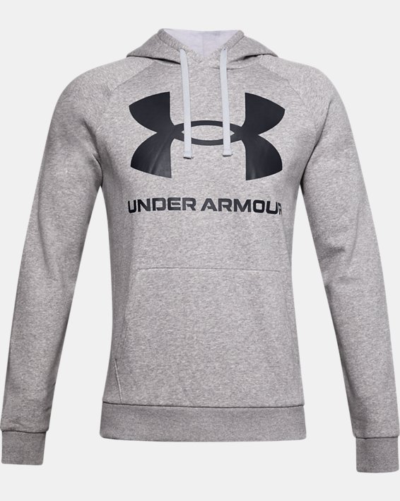 เสื้อฮู้ด UA Rival Fleece Big Logo สำหรับผู้ชาย in Gray image number 4